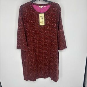 Boden Burgundy Floral Pajama Dress